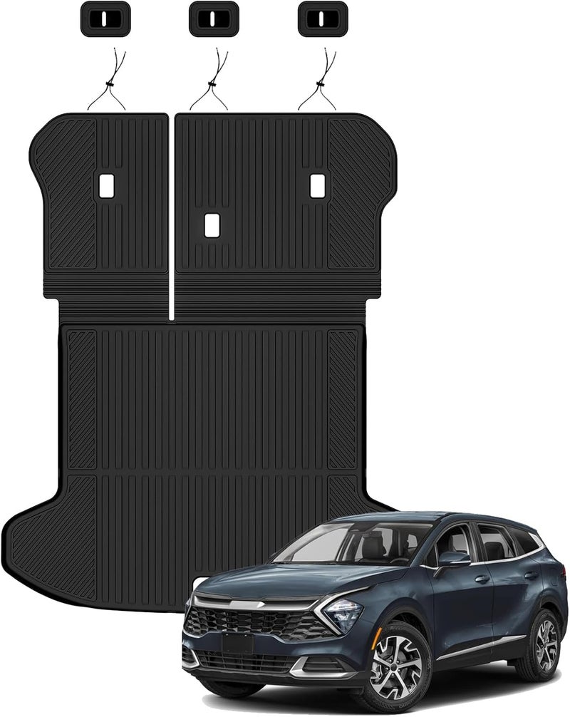 AUXKO All Weather Cargo Mat with Backrest Mat Fit for Kia Sportage 2023-2025 TPE Cargo Tray Accessoris All Season Guard Odorless Anti-Slip Trunk Liner with Back Seat Protector for Kia Sportage Black - Image 1
